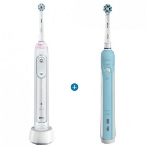 Набор Oral-B : Электрическая щетка Smart Sensitive D700.513.5 White + Электрическая щетка PRO 500 CrossAction D16.513.U блистер