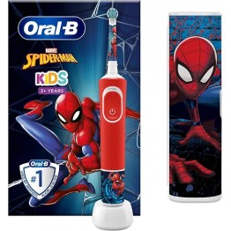 Детская электрическая зубная щетка Oral-B Vitality Kids D100.413.2KX Spiderman + чехол