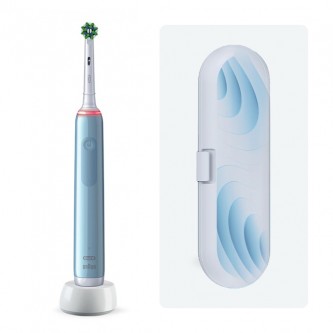 Набор электрическая зубная щетка Oral-B Pro 3 голубая + дорожный футляр