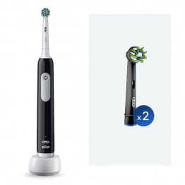 Набор электрическая зубная щетка Oral-B Pro 1 черная, насадки Cross Action 2 шт