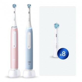 Набор электрических зубных щеток Oral-B iO 3 Brush Pink, Ice Blue (2 шт) с насадками Ultimate Clean (8 шт)