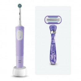 Электрическая зубная щётка Vitality Pro Лиловая с бритвой женской Venus Swirl (1 шт)