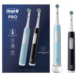 Электрическая зубная щетка Oral-B Pro Series 1 Duo черная + бирюзовая 3 режима тип 3791