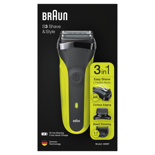 Электробритва Braun Series 3 Shave&Style 300bt Green + насадка-триммер и 5 гребней