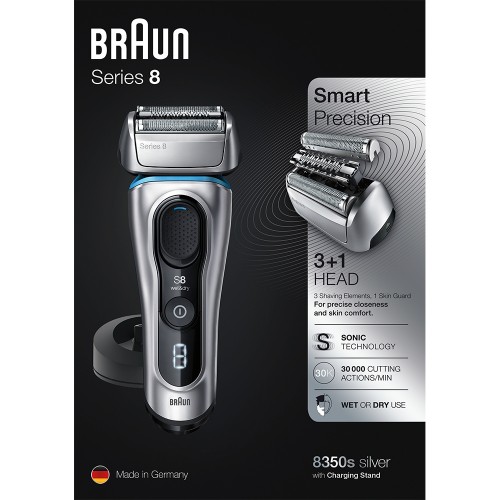 Электробритва Braun Series 8 8350s с зарядной станцией и тканевым футляром (уценка)