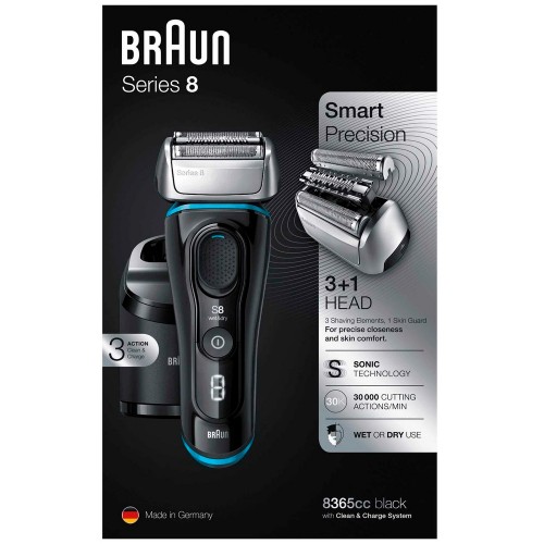 Электробритва Braun Series 8 8365cc со станцией Clean&Charge и тканевым футляром