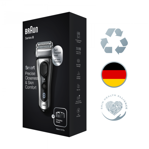Электробритва Braun Series 8 8417s с зарядной станцией и тканевым футляром