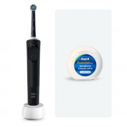 Электрическая зубная щетка Oral-B Vitality Pro D103.413.3 Cross Action Protect X Clean, черная - зубная нить Essential floss мятная 50м