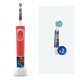 Детская электрическая зубная щетка Oral-B Vitality Kids Spiderman "Человек-паук" + Насадки Oral-B Spiderman Kids (2 шт)