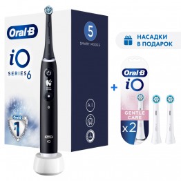 Электрическая зубная щетка Oral-B iO 6 Black + ПОДАРОК: Насадка Gentle Care, 2шт