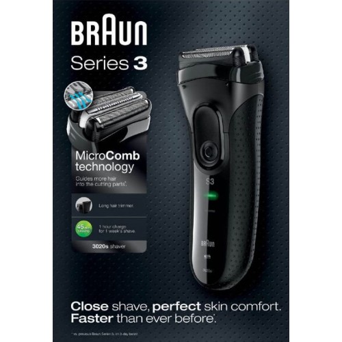 Электробритва Braun Series 3 ProSkin 3020s Black с триммером для точного бритья