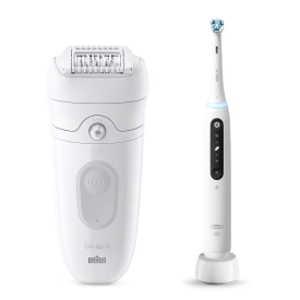 Набор: Эпилятор Braun Silk-epil 5 5-011 + Электрическая зубная щетка Oral-B iO 5 White Alabaste
