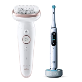 Набор: Эпилятор Braun Silk-epil 9 SES 9-030 + Электрическая зубная щетка Oral-B iO 10 White