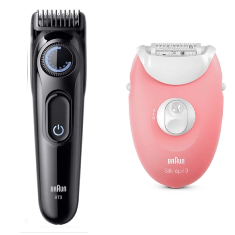 Набор: Триммер электрический Braun BEARD BT3520 BLK/BL + Эпилятор Braun Silk-epil 3 SE 3-176 0