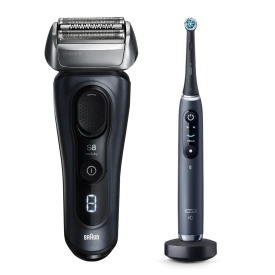 Набор: Электробритва Braun Series 8 8603s Grey + Электрическая зубная щетка Oral-B iO 9 Black Onyx