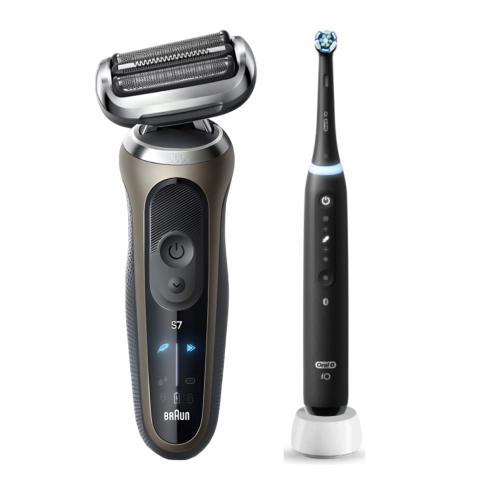 Набор: Электробритва Braun Series 7 72-C1200s Gold Wet&Dry 360° + Электрическая зубная щетка Oral-B iO 5 Matte Black 0