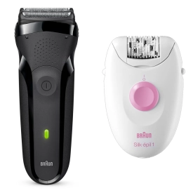 Набор: Электробритва Braun Series 3 300s Black + Эпилятор Braun Silk-epil 1 1-010