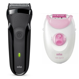 Набор: Электробритва Braun Series 3 300s Black + Эпилятор Braun Silk-epil 3 3-031