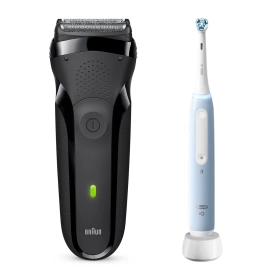 Набор: Электробритва Braun Series 3 300s Black + Электрическая зубная щетка Oral-B iO 3 Ice Blue