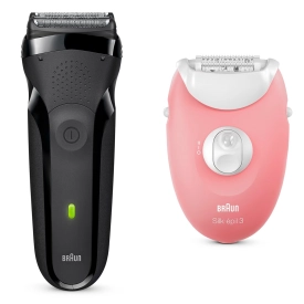 Набор: Электробритва Braun Series 3 300s Black + Эпилятор Braun Silk-epil 3 SE 3-176