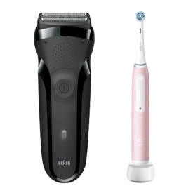 Набор: Электробритва Braun Series 3 Shave and Style 300bt + Электрическая зубная щетка Oral-B iO 3 Blush Pink