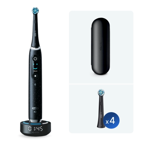 Электрическая зубная щетка Oral-B iO 10 Cosmic Black c футляром и насадками Ultimate Clean (4 шт) черные 0 Электрическая зубная щетка Oral-B iO 10 Cosmic Black c футляром и насадками Ultimate Clean (4 шт) черные 0