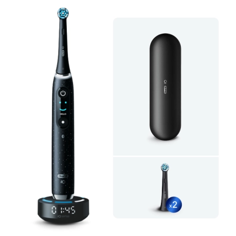 Электрическая зубная щетка Oral-B iO 10 Cosmic Black c футляром и насадками Ultimate Clean (2 шт) черные 0