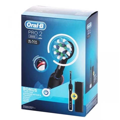 Электрическая зубная щетка Oral-B PRO 2 2500 Cross Action D501.513.2X Black c футляром для путешествий Design Edition 4