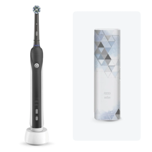 Электрическая зубная щетка Oral-B Pro 750 D16.513.UX c футляром для путешествий Design Edition черная 0