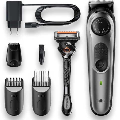 Триммер Braun BT5365 Black 3 насадки + Бритва Gillette, серебристо-черный 3