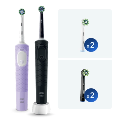 Электрические зубные щетки Vitality Pro Duo + Насадка для эффективной чистки Oral-B CrossAction (4 шт) 0 Электрические зубные щетки Vitality Pro Duo + Насадка для эффективной чистки Oral-B CrossAction (4 шт) 0