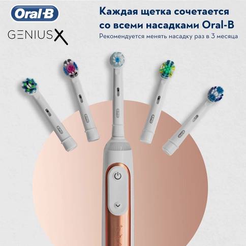 Электрическая зубная щетка Oral-B Genius X 20000N Rose Gold D706.515.6X 1
