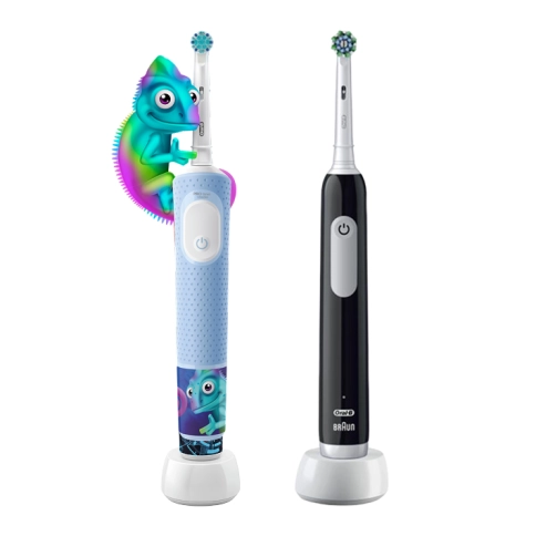 Набор электрических зубных щеток Oral-B Vitality Kids Хамелеон + Pro Series 1 черная 0