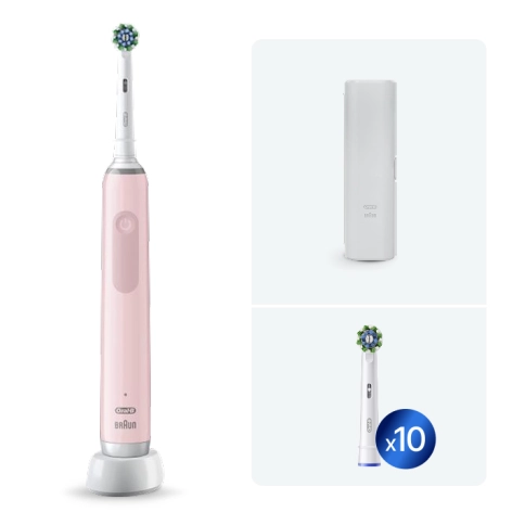 Электрическая зубная щетка Oral-B Pro 3 3500 + Насадка для эффективной чистки Oral-B CrossAction (10 шт) 0