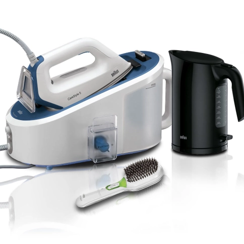 Набор Braun Парогенератор IS5145 + Чайник WK3100 + Расческа с ионизацией Braun Satin Hair 7 BR750 0