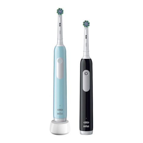 Электрическая зубная щетка Oral-B Pro Series 1 Duo черная, бирюзовая (2 шт) с насадкой Cross Action (1 шт) 1