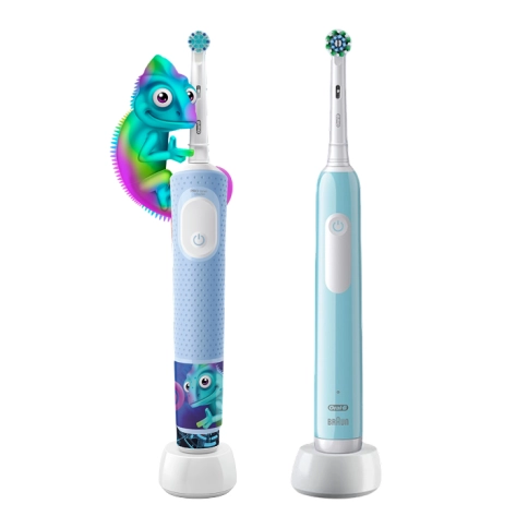 Набор электрических зубных щеток Oral-B Vitality Kids Хамелеон + Pro Series 1 бирюзовая 0