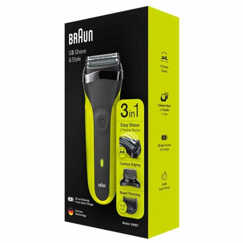 Электробритва Braun Series 3 Shave&Style 300bt Green + насадка-триммер и 5 гребней 10