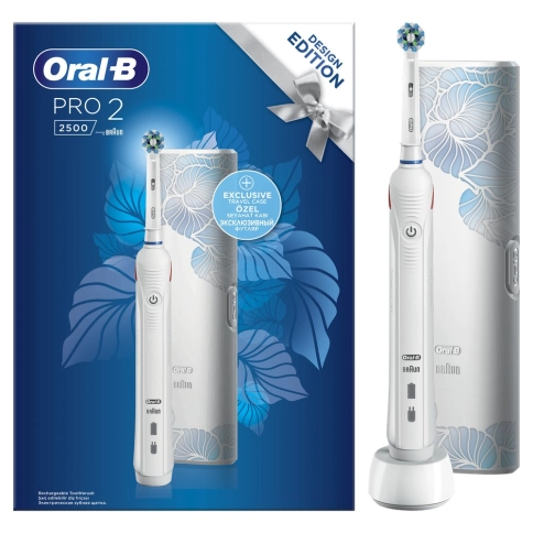 Электрическая зубная щетка Oral-B PRO 2 2500 Cross Action D501.513.2X White c футляром для путешествий Design Edition 5