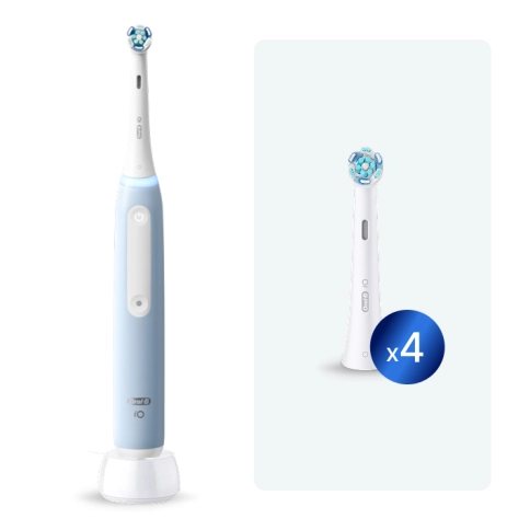 Электрическая зубная щетка Oral-B iO 3 Ice Blue с дополнительной насадкой Ultimate Clean (4 шт) 0