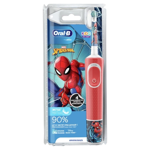 Детская электрическая зубная щетка Oral-B Vitality Kids Spiderman "человек-паук" D100.423.2K 8