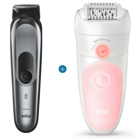 Набор: Триммер универсальный Braun MGK7221 10-в-1 + Бритва Gillette + Эпилятор Braun Silk-epil 5 SensoSmart 5-516 0