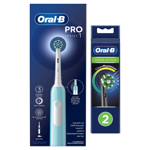 Электрическая зубная щётка Oral-B Pro Series 1, Бирюзовая со сменной насадкой Cross Action (1 шт) 21