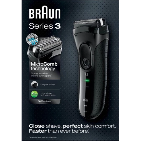 Электробритва Braun Series 3 ProSkin 3020s Black с триммером для точного бритья 7