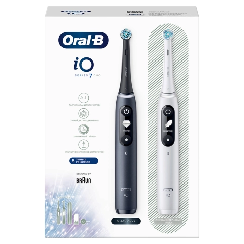 Набор электрических зубных щеток Oral-B iO 7 DUO черная и белая (2 шт) 19