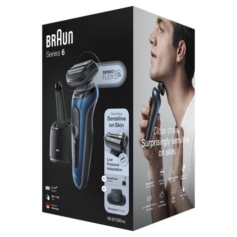 Электробритва Braun Series 6 60-B7200сс VS Blue со станцией SmartCare и футляром 10