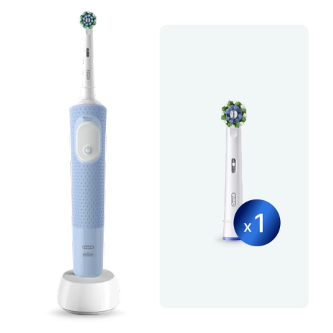 Электрическая зубная щетка Oral-B Vitality Pro D103.413.3 Cross Action Protect X Clean, голубой+Насадка Cross Action 0