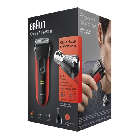Электробритва Braun Series 3 ProSkin 3050cc Red со станцией Clean&Charge 4