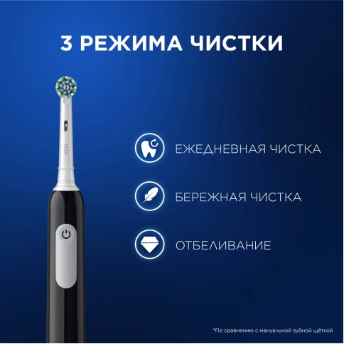 Электрическая зубная щётка Oral-B Pro 1 Черная, с дополнительными сменными насадками Cross Action Black (2 шт) 9