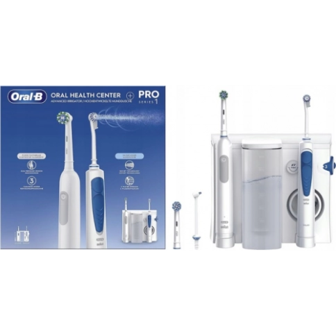 Зубной центр Oral-B Ирригатор OxyJet + Электрическая зубная щетка Pro 1 Белый/Синий 3 Зубной центр Oral-B Ирригатор OxyJet + Электрическая зубная щетка Pro 1 Белый/Синий 3